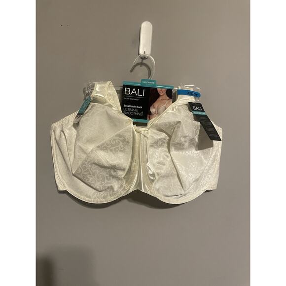 NWT Bali Satin Tracings Smoothing‎ Minimizer underwire bra 42DDD White - Picture 1 of 5